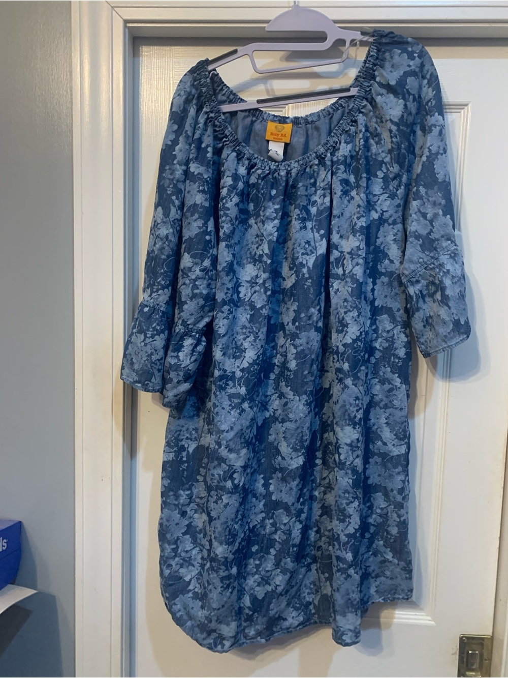 Ruby Rd. Blue Floral Peasant Dress